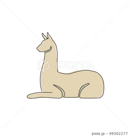 One single line drawing of cute llama for company logo identity. Business corporation icon concept from animals typical of South America. Continuous line draw graphic design vector illustration 99302277