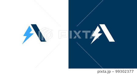 Modern and unique letter A initial lightning logo design Modern and unique letter A initial lightning logo design 99302377