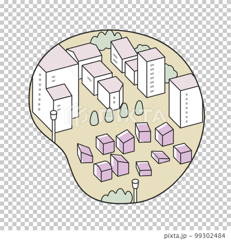 cropped landscape. unbalanced streetscape 99302484