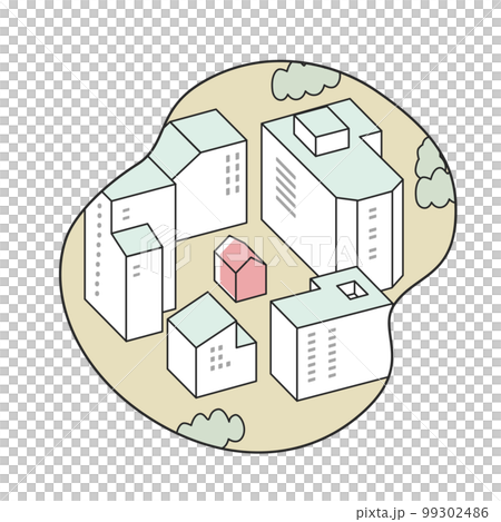 切り抜かれた風景。圧迫感を感じる居心地の悪い街並み 99302486