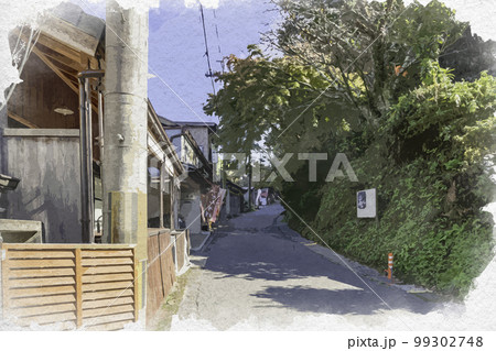水彩画風　吉野　商店街　奈良県吉野郡吉野町 99302748