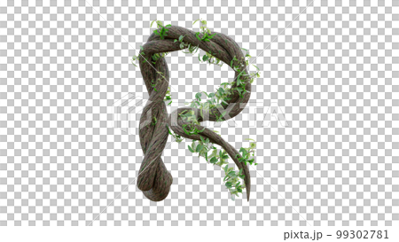 Tree grow or vine in the shape of the English text. Letter font R. 99302781