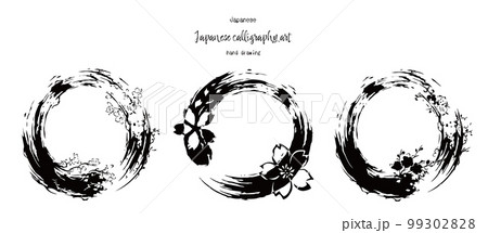 桜の筆書きフレーム　ベクター 99302828