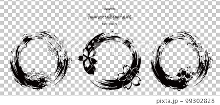 桜の筆書きフレーム　ベクター 99302828