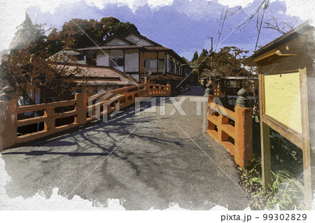 水彩画風 吉野 大橋 奈良県吉野郡吉野町 水彩画風 吉野 大橋 奈良県吉野郡吉野町 99302829