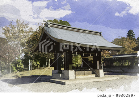 水彩画風 吉野神宮 手水舎 奈良県吉野郡吉野町 水彩画風 吉野神宮 手水舎 奈良県吉野郡吉野町 99302897