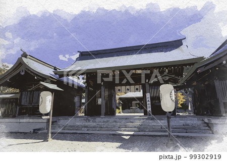 水彩画風 吉野神宮 神門 奈良県吉野郡吉野町 水彩画風 吉野神宮 神門 奈良県吉野郡吉野町 99302919