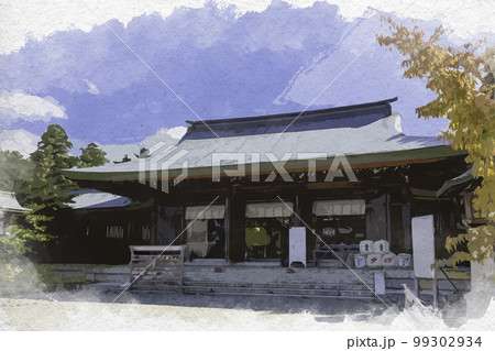 水彩画風　吉野神宮　拝殿　奈良県吉野郡吉野町 99302934