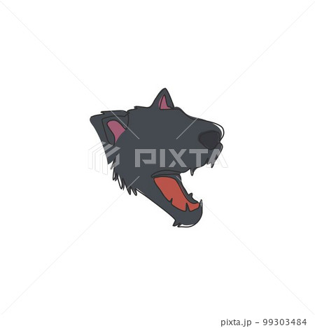 Single continuous line drawing of angry tasmanian devil head for company logo identity. Endangered animal mascot concept for national conservation icon. Modern one line draw design vector illustration 99303484