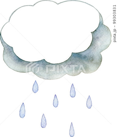 雨雲と雨の水彩イラスト 99303831