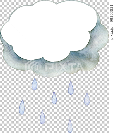 雨雲と雨の水彩イラスト 99303831