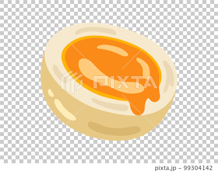 Illustration of a cut soft-boiled egg 99304142