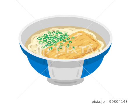 ネギをのせた、きつねうどんのイラスト ネギをのせた、きつねうどんのイラスト 99304143