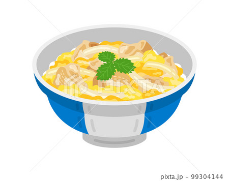 三つ葉をのせた、親子丼のイラスト 三つ葉をのせた、親子丼のイラスト 99304144
