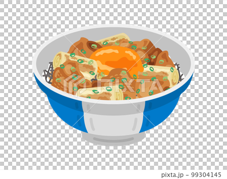 卵をのせた、焼き鳥丼のイラスト 卵をのせた、焼き鳥丼のイラスト 99304145