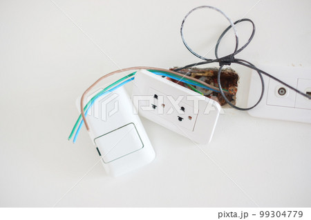 Electrical Wiring installation cables for socket. Renovation, Repair and development of home and apartment concepts Electrical Wiring installation cables for socket. Renovation, Repair and development of home and apartment concepts 99304779