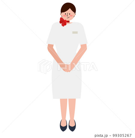 美容部員・エステティシャンの女性がお出迎えしているイラスト(半袖） 99305267
