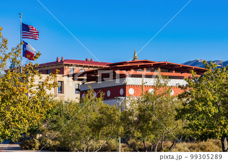 Sunny exterior view of the Lhakhang Temple in The University of Texas at El Paso Sunny exterior view of the Lhakhang Temple in The University of Texas at El Paso 99305289