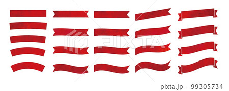 赤いリボンの水彩画イラストのフレームセッット 赤いリボンの水彩画イラストのフレームセッット 99305734