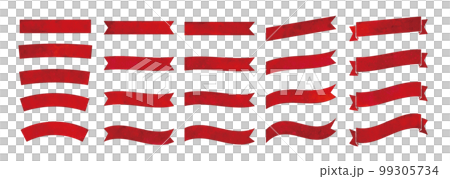 赤いリボンの水彩画イラストのフレームセッット 赤いリボンの水彩画イラストのフレームセッット 99305734