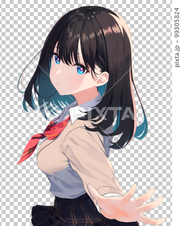 A female student with a gesture of holding her hand out in front Anime-style illustration "AI-generated image" A female student with a gesture of holding her hand out in front Anime-style illustration "AI-generated image" 99305824