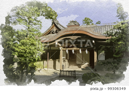 水彩画風　石上神宮　社務所　奈良県天理市 99306349