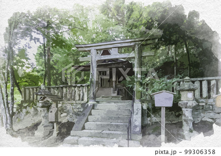 水彩画風　石上神宮　出雲建雄神社　奈良県天理市 99306358