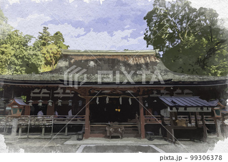 水彩画風　石上神宮　拝殿　奈良県天理市 99306378