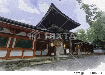 水彩画風　石上神宮　楼門　奈良県天理市 99306381