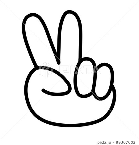ジャンケンチョキのハンドサイン手書きイラストのイラスト素材