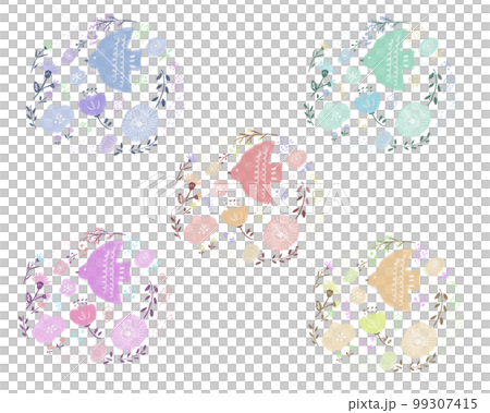 Scandinavian design flower and bird cute icon 99307415