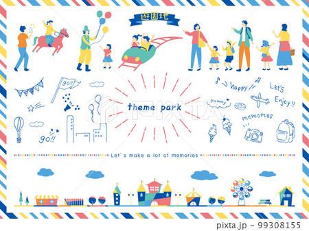 遊園地を楽しむ人達 99308155