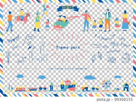 遊園地を楽しむ人達 99308155