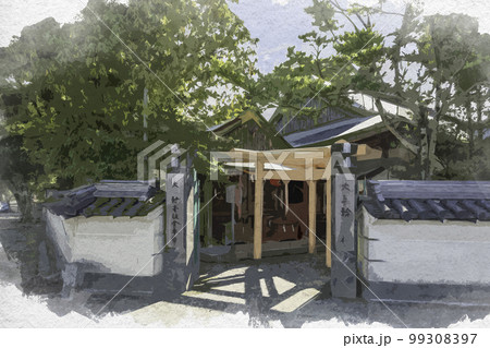 水彩画風　大神教本院　奈良県桜井市 99308397