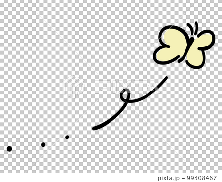 シンプルでかわいい飛んでいるモンキチョウ　手描きイラスト素材 99308467