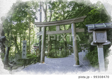 水彩画風 大神神社 狭井神社 鳥居 奈良県桜井市 水彩画風 大神神社 狭井神社 鳥居 奈良県桜井市 99308470