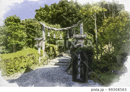 水彩画風 大神神社 狭井神社参道 くすり道 奈良県桜井市 水彩画風 大神神社 狭井神社参道 くすり道 奈良県桜井市 99308563