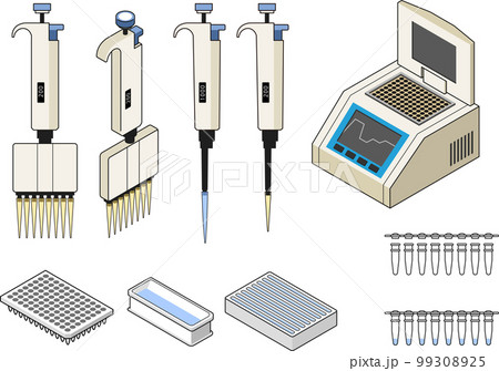 pcr実験器具アイコンカラーセット 99308925