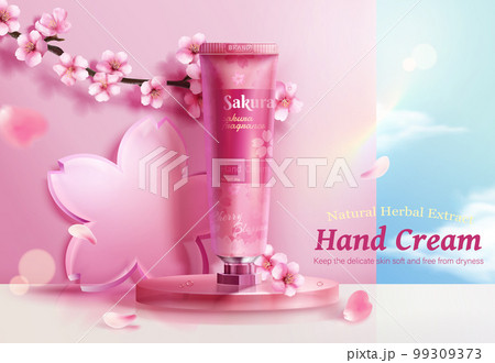 3D cherry blossom hand cream ad 3D cherry blossom hand cream ad 99309373
