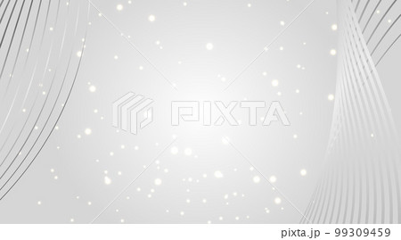 Vector light luxury background. White and shiny silver decor elements. Wavy glowing design. Abstract sparkling backdrop 99309459