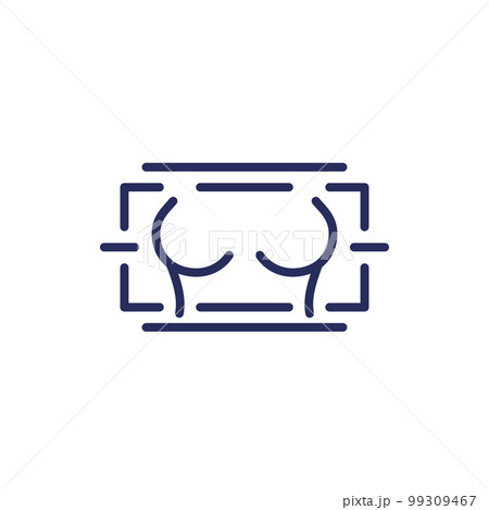 breast scan line icon on white, vector 99309467