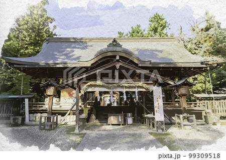 水彩画風 大和神社 拝殿 奈良県天理市 水彩画風 大和神社 拝殿 奈良県天理市 99309518