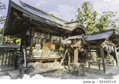 水彩画風 大和神社 拝殿 奈良県天理市 水彩画風 大和神社 拝殿 奈良県天理市 99309519