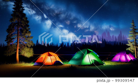 夜 キャンプ場 テント ソロキャンプ イラスト 夜 キャンプ場 テント ソロキャンプ イラスト 99309547