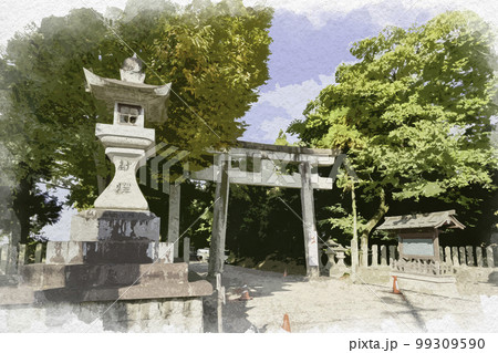 水彩画風 大和神社 一の鳥居 奈良県天理市 水彩画風 大和神社 一の鳥居 奈良県天理市 99309590