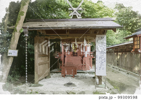 水彩画風 大和神社 高龗神社 奈良県天理市 水彩画風 大和神社 高龗神社 奈良県天理市 99309598
