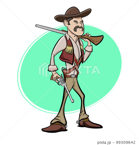 badass cowboy holding a gun 99309642
