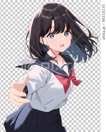 一位女學生在她的動漫風格插圖“AI 生成圖像”前伸出手 一位女學生在她的動漫風格插圖“AI 生成圖像”前伸出手 99310135