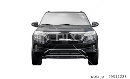 A model of a compact black SUV for the city with all-wheel drive in all weather conditions of operation on a white background. 3d illustration 99311223