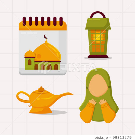 Islamic Ramadan Eid Mubarak Element Collections in Flat Illustration Islamic Ramadan Eid Mubarak Element Collections in Flat Illustration 99313279